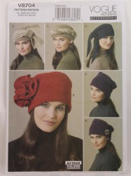 8704 VOGUE 4 UNLINED SASSY BUCKET HATS FLEECE PATTERN XS-LG
